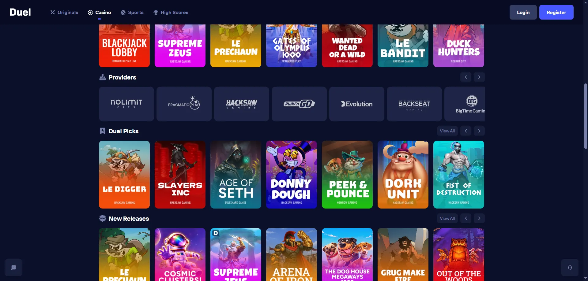 Duel Casino &mdash; web app mobile otimizado para iOS e Android